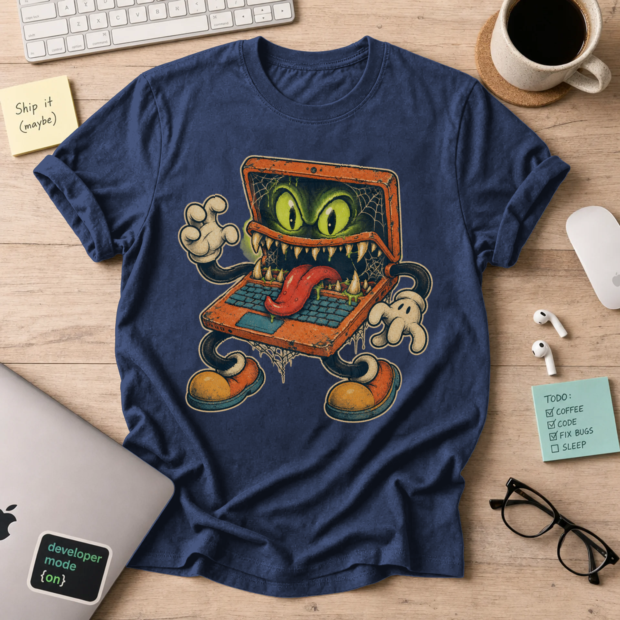 Possessed Laptop Shirt — Navy