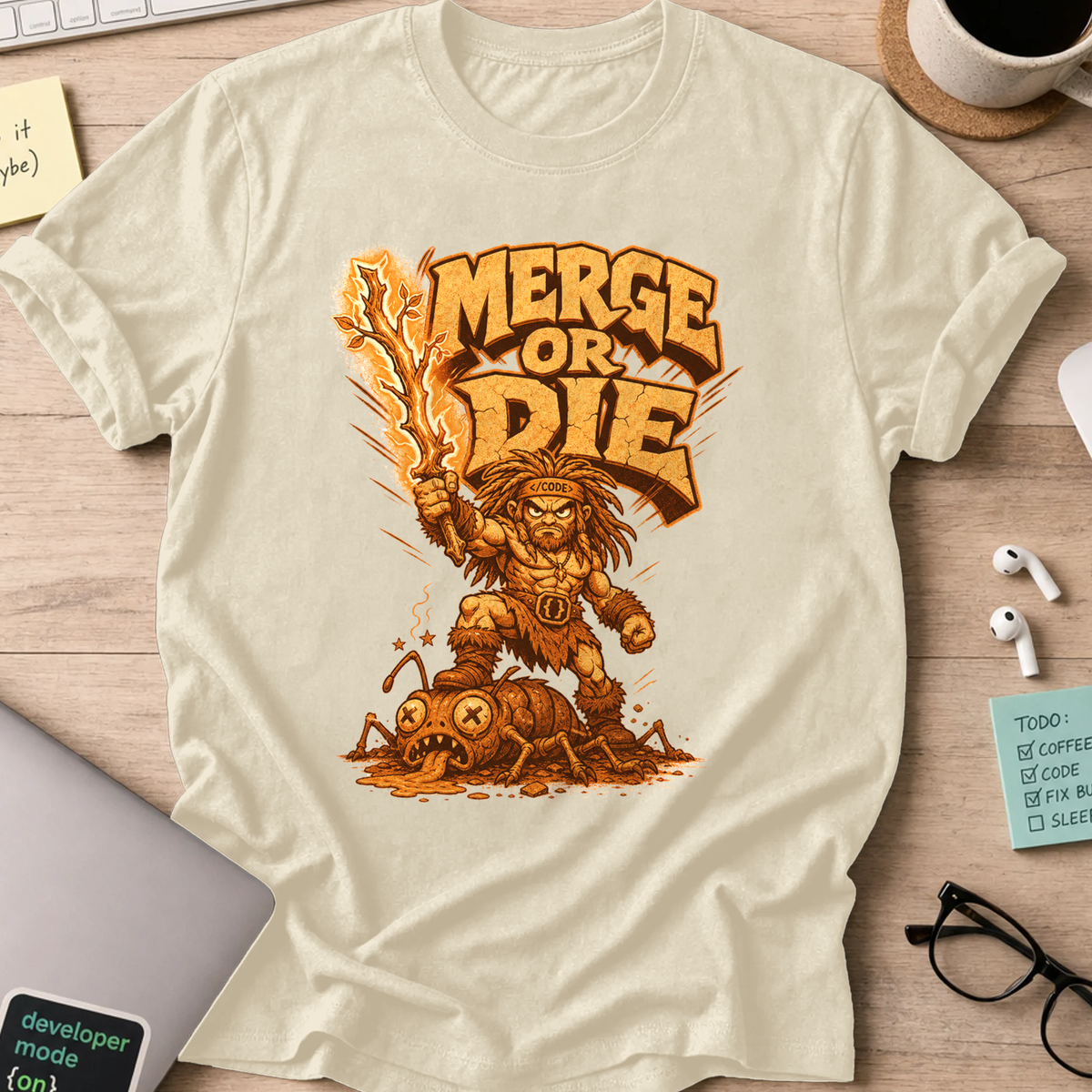 Merge or Die Shirt — Natural