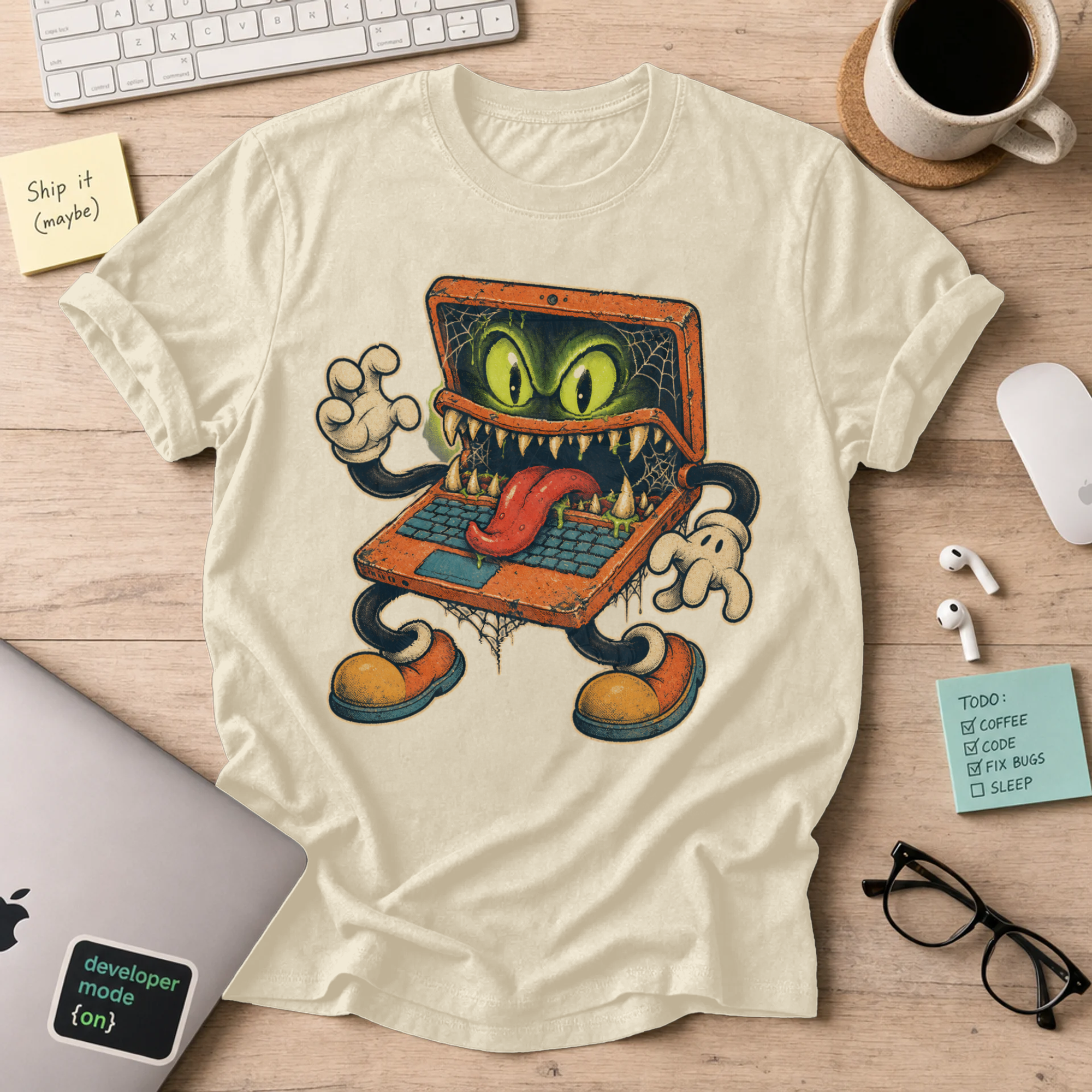 Possessed Laptop Shirt — Natural