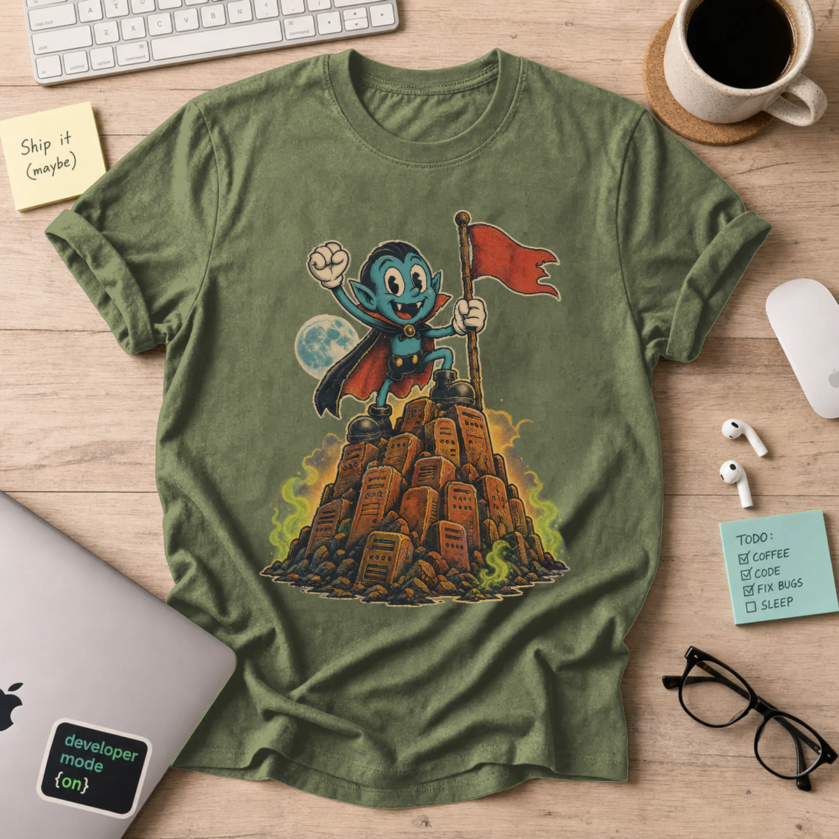 Vampire Server Overlord Shirt — Military Green