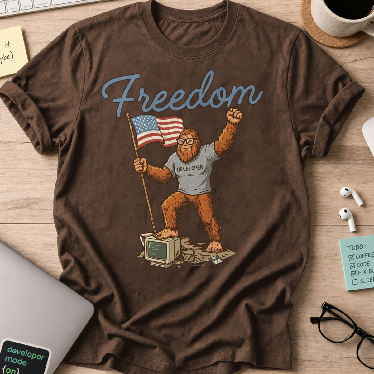 Freedom Bigfoot Flag Shirt - Dark Chocolate
