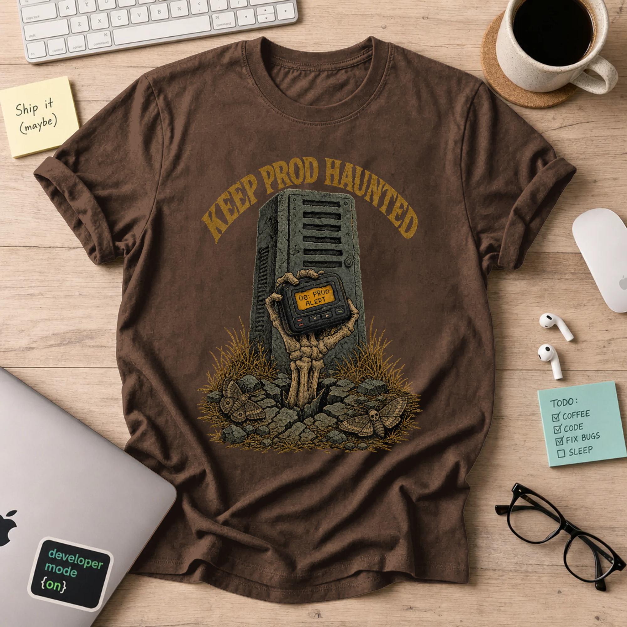 Keep Prod Haunted Shirt — Dark Chocolate