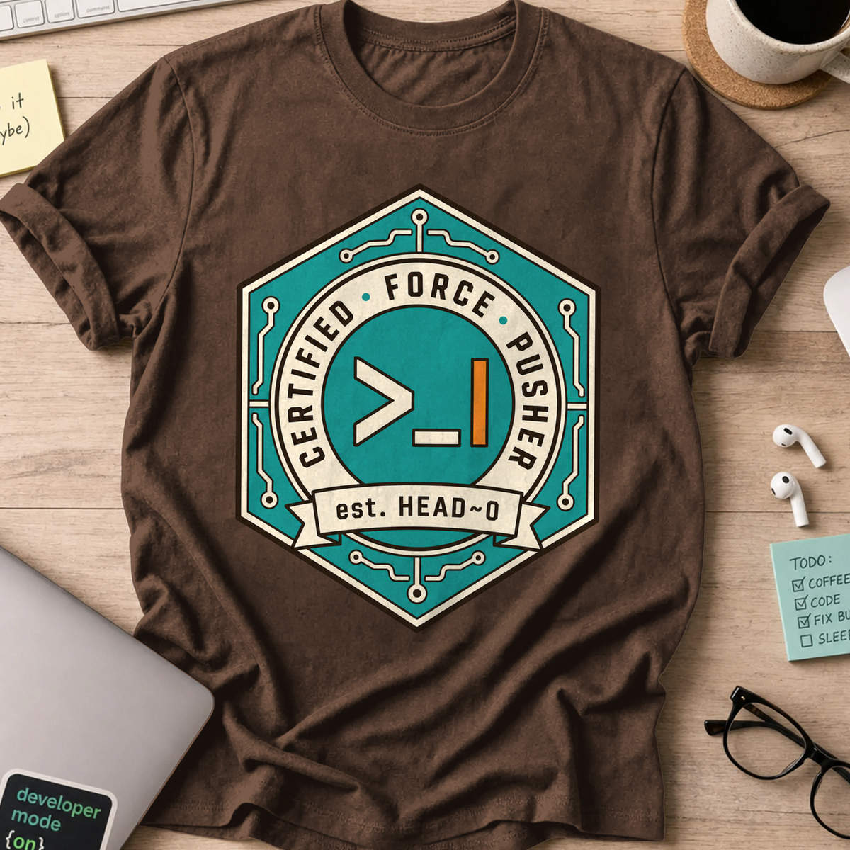 Certified Force Pusher Shirt — Dark Chocolate