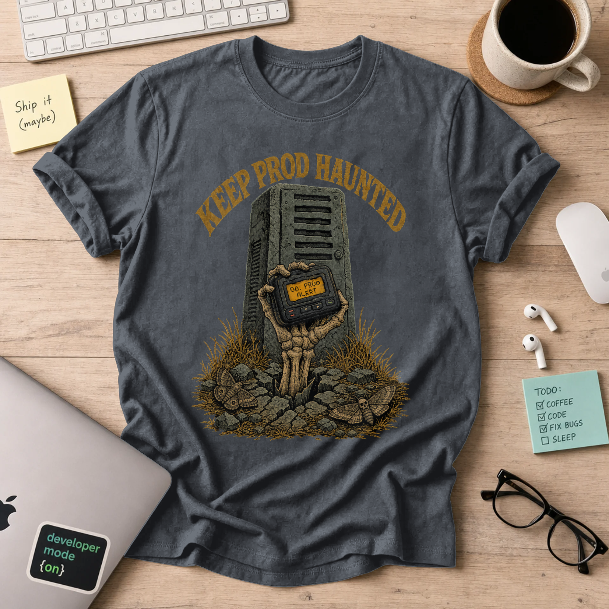 Keep Prod Haunted Shirt — Dark Heather