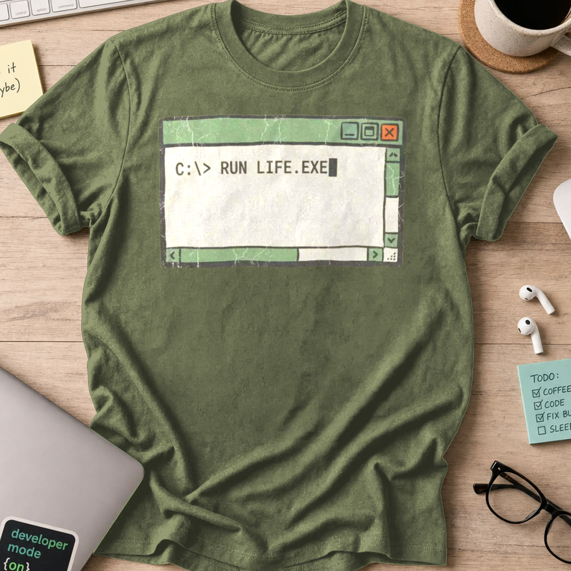 Run Life.exe Shirt — Military Green