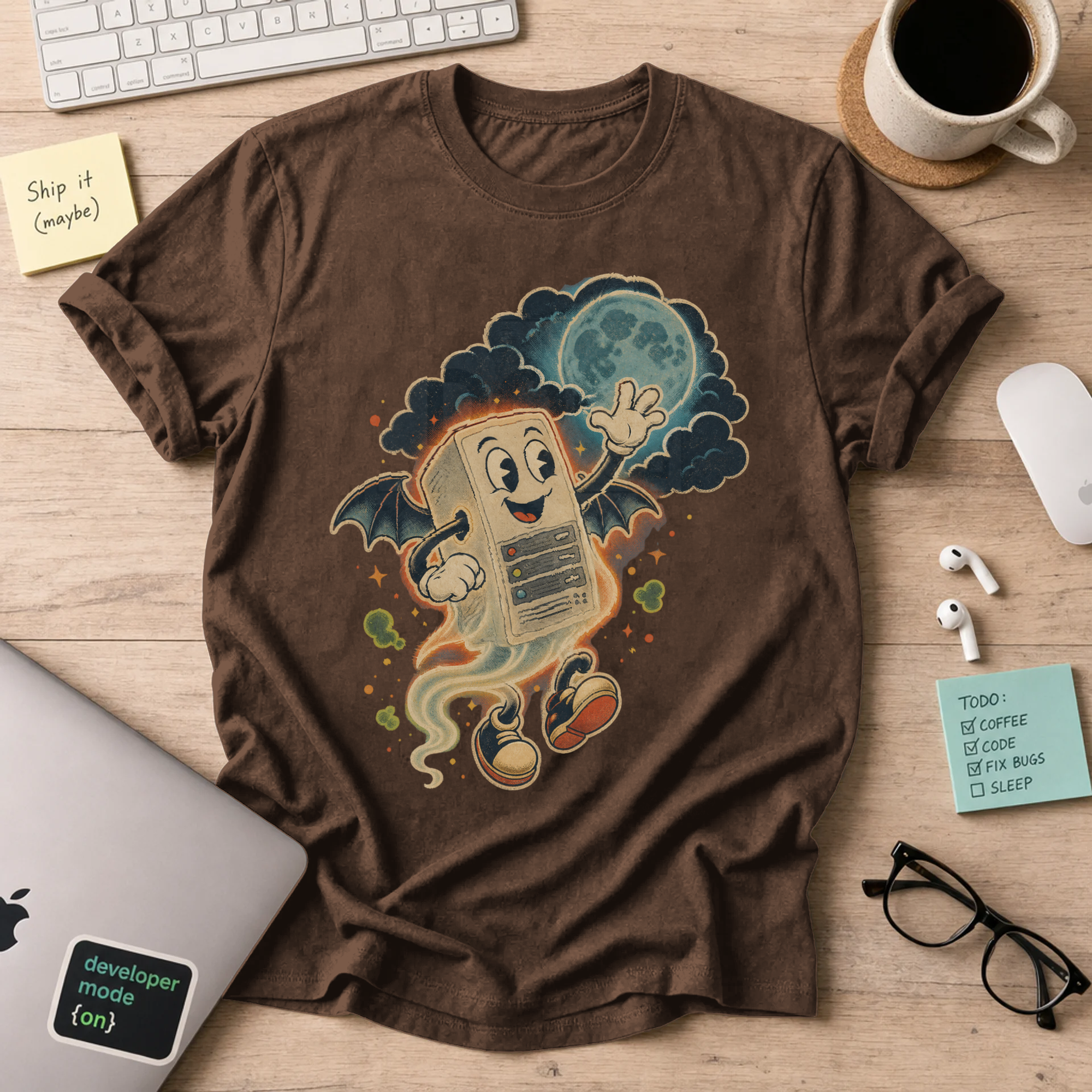 Ghost Server Shirt — Dark Chocolate