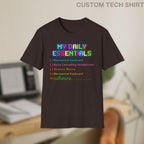 Code Culture my daily essentials Custom Shirt funny programmer T-Shirt in Dark Chocolate — Code Culture developer clothing
