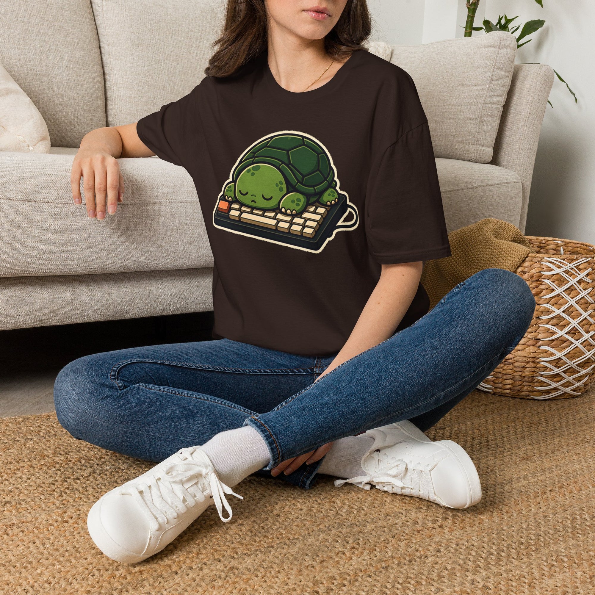 Sleeping Turtle Retro Keyboard Shirt