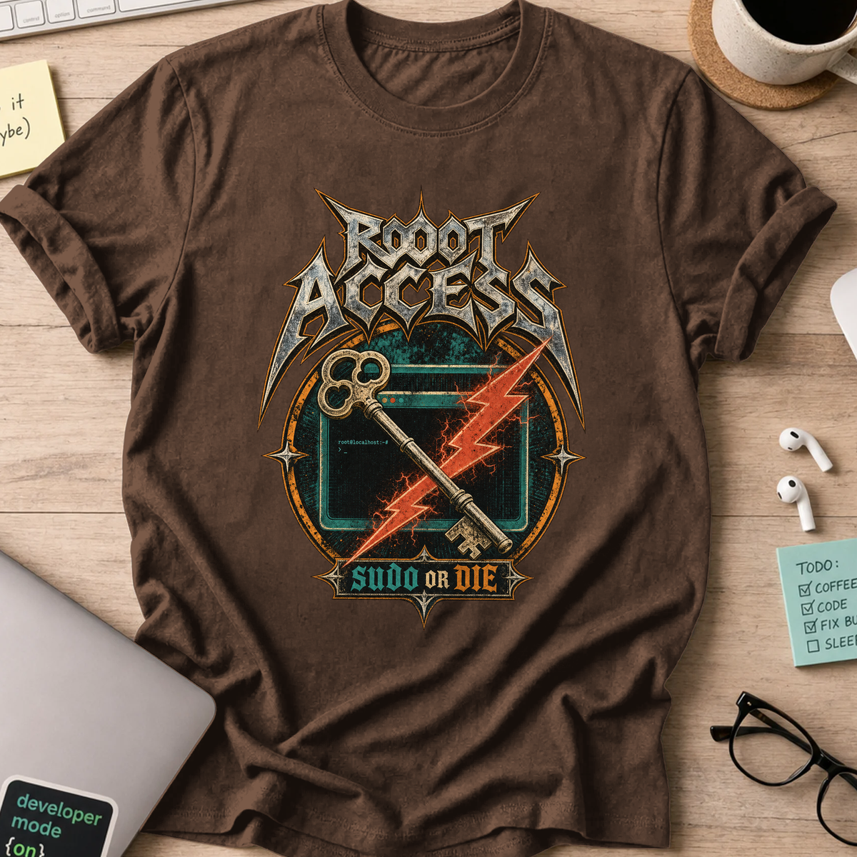 Root Access Sword or Die Shirt — Dark Chocolate