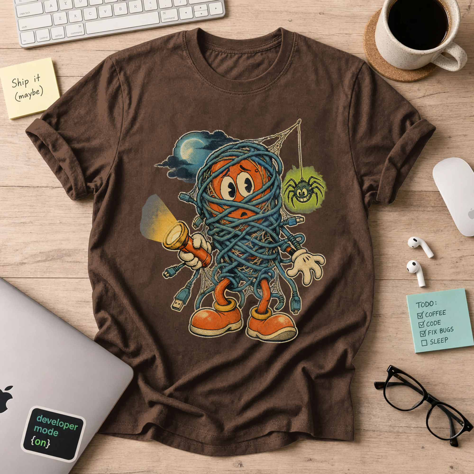 Tangled Cables Halloween Shirt — Dark Chocolate