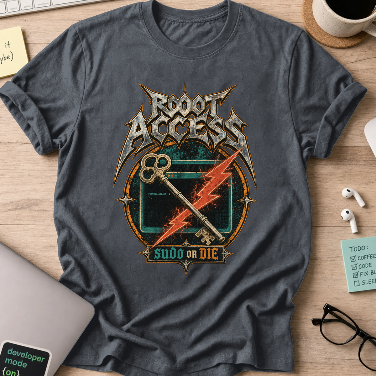 Root Access Sword or Die Shirt — Dark Heather