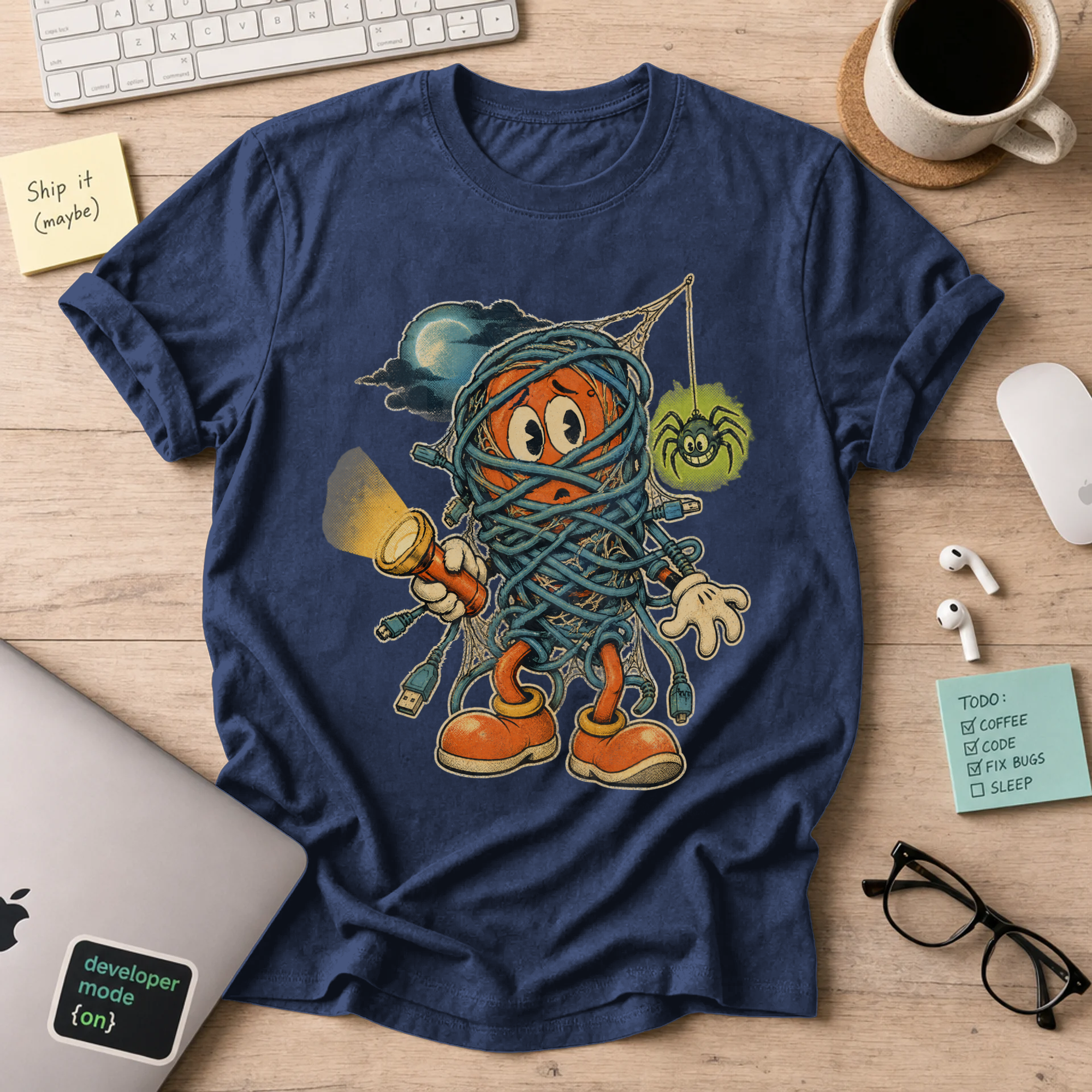 Tangled Cables Halloween Shirt — Navy