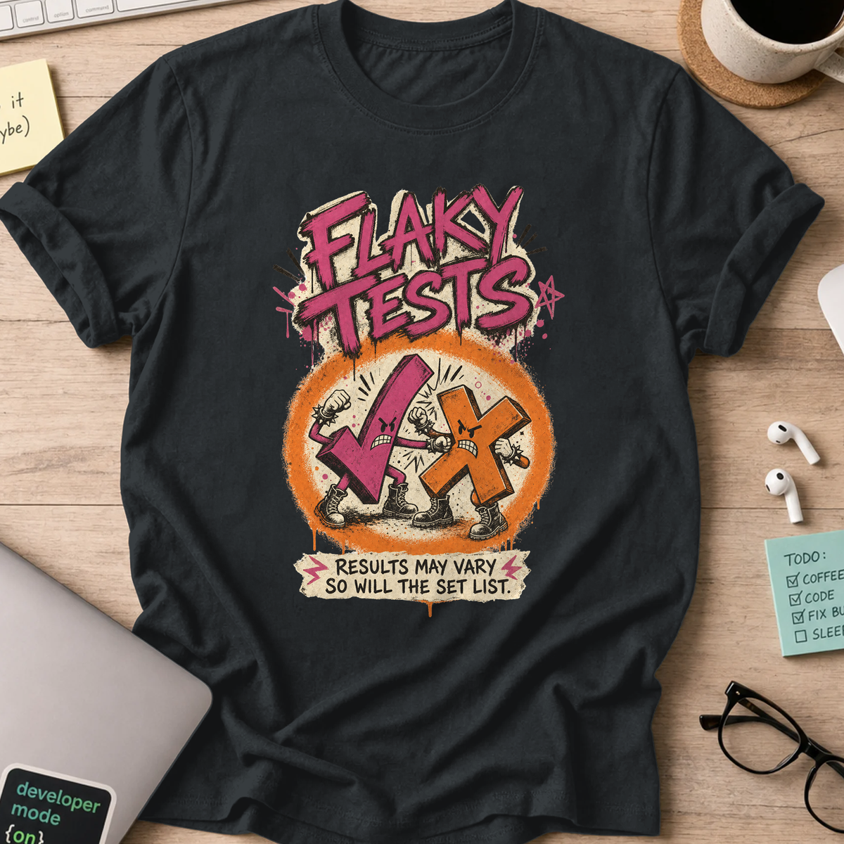 Flaky Tests Shirt — Black