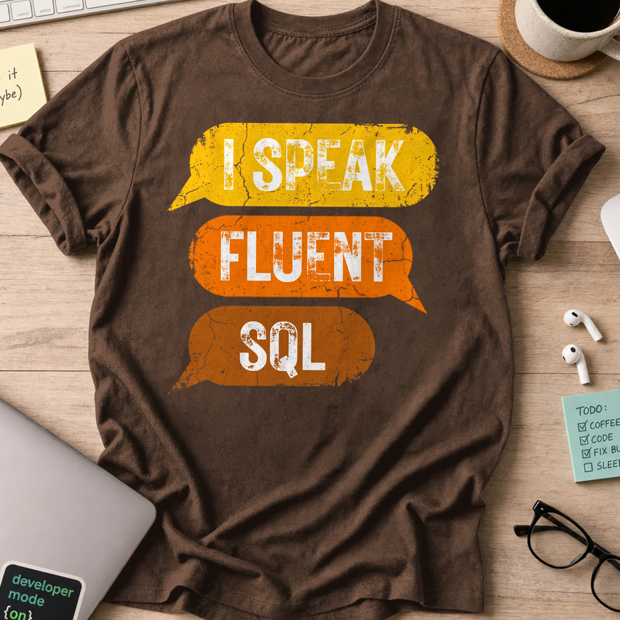 I Speak Fluent SQL Shirt — Dark Chocolate