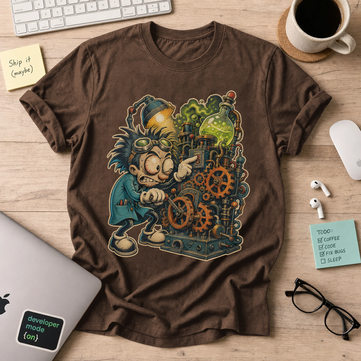 Mad Scientist Machine Shirt — Dark Chocolate