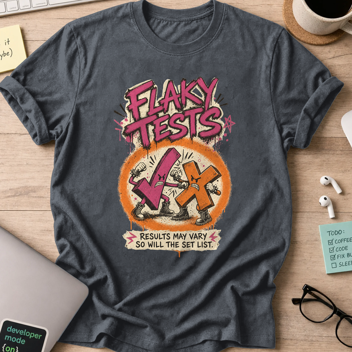 Flaky Tests Shirt — Dark Heather