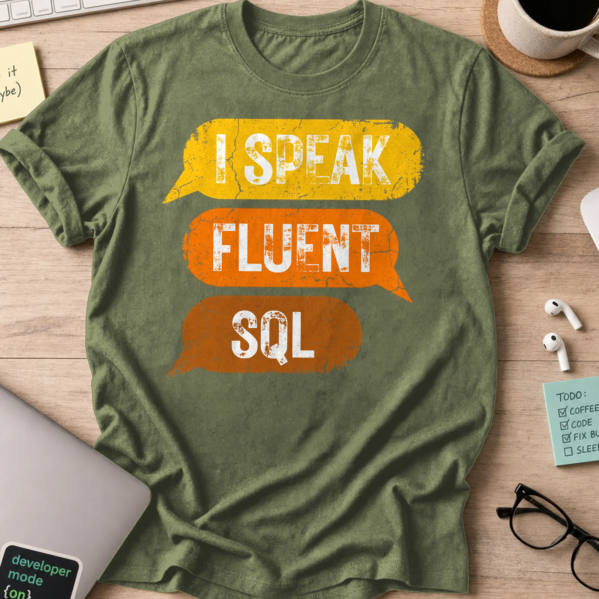 I Speak Fluent SQL Shirt — Military Green
