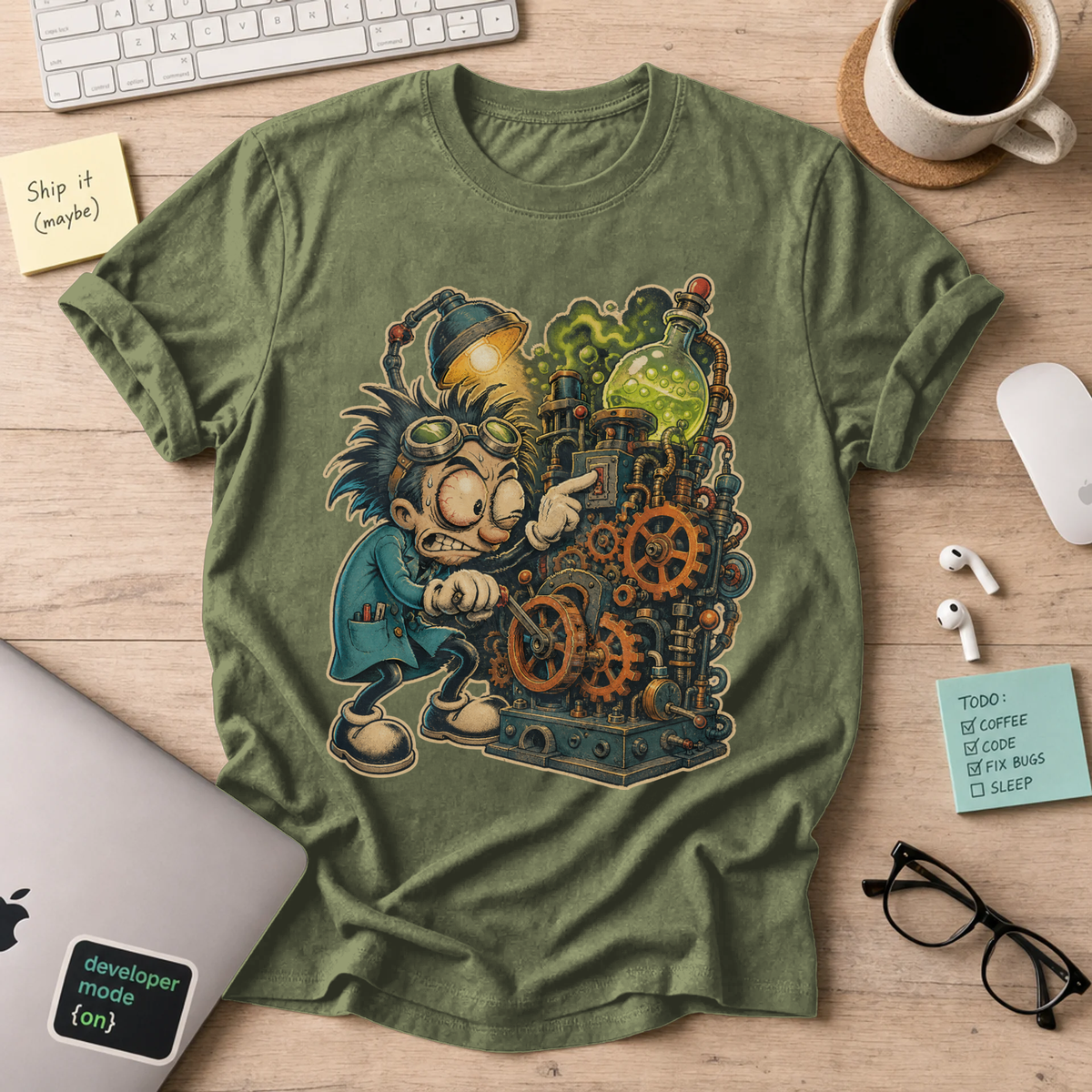 Mad Scientist Machine Shirt — Military Green