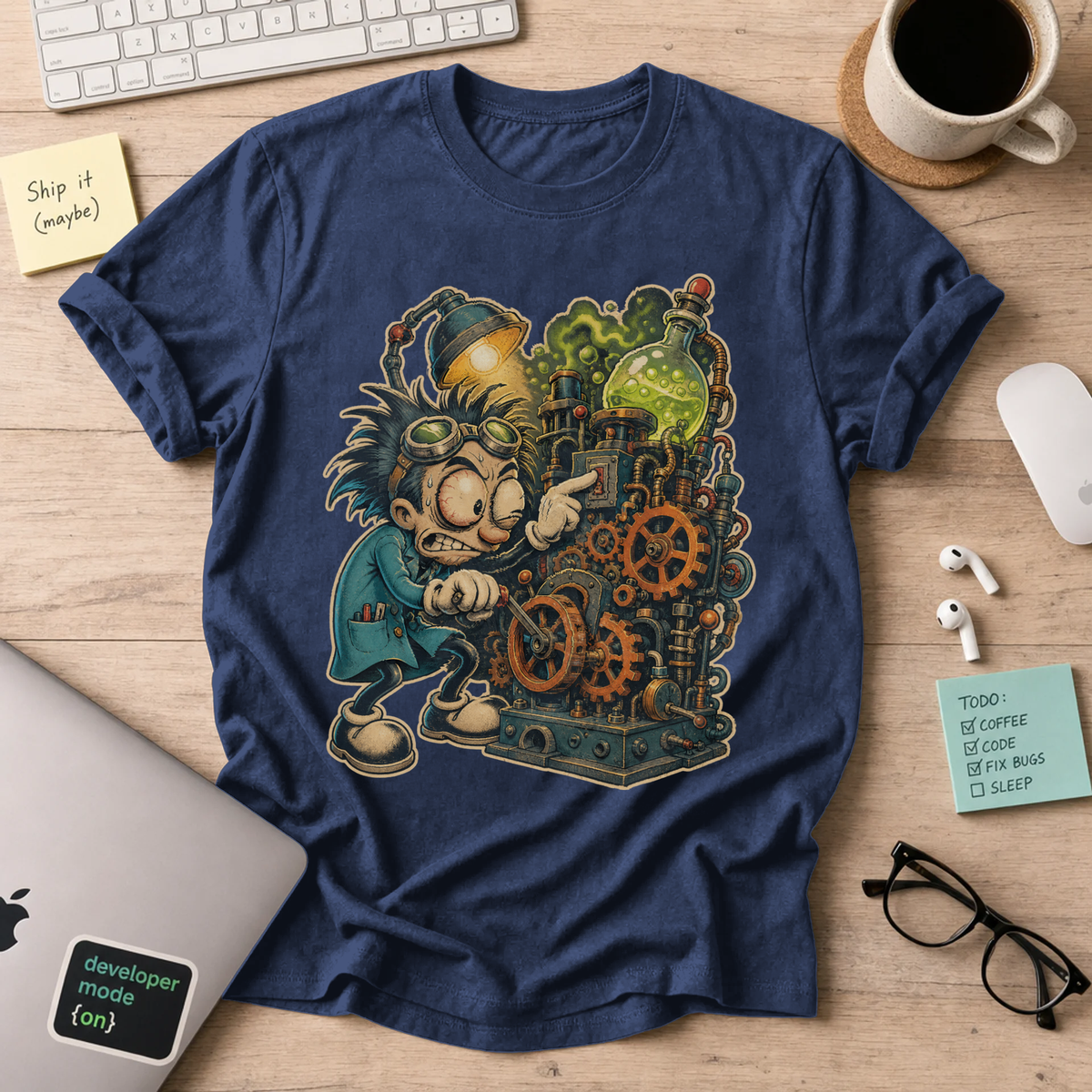 Mad Scientist Machine Shirt — Navy