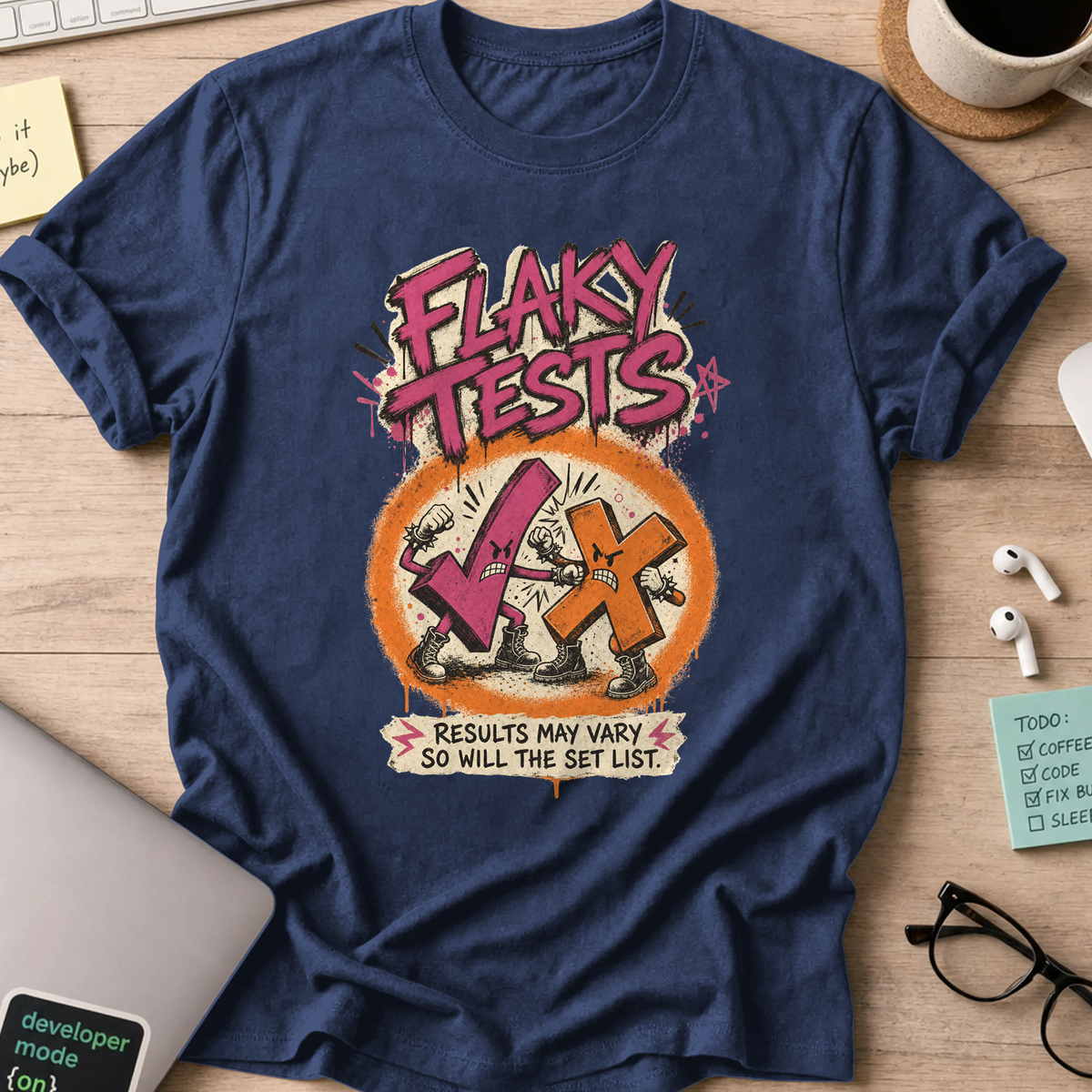 Flaky Tests Shirt — Navy