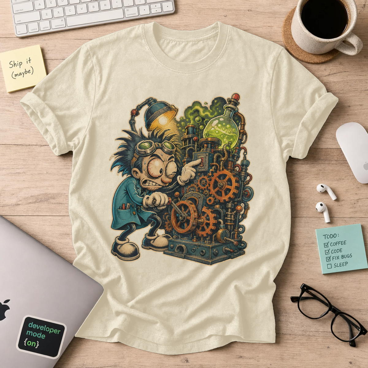 Mad Scientist Machine Shirt — Natural