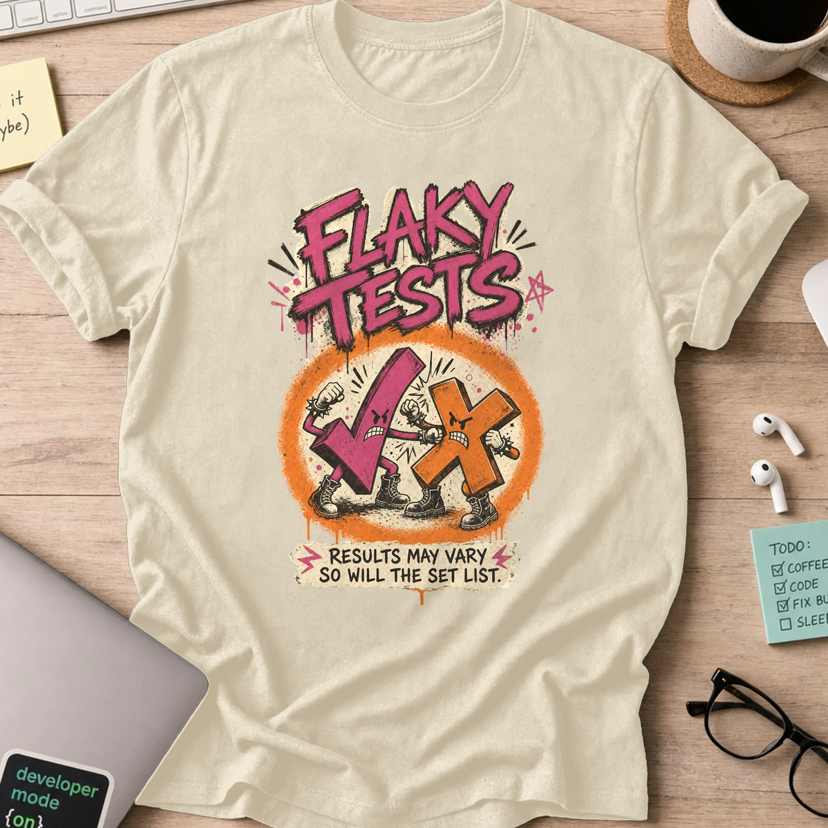 Flaky Tests Shirt — Natural