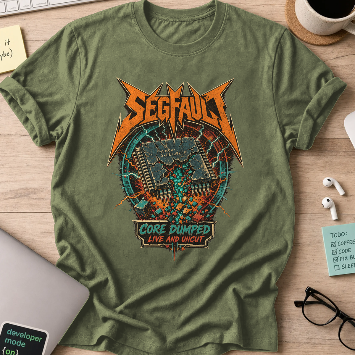 Segfault Core Dumped Shirt — Military Green