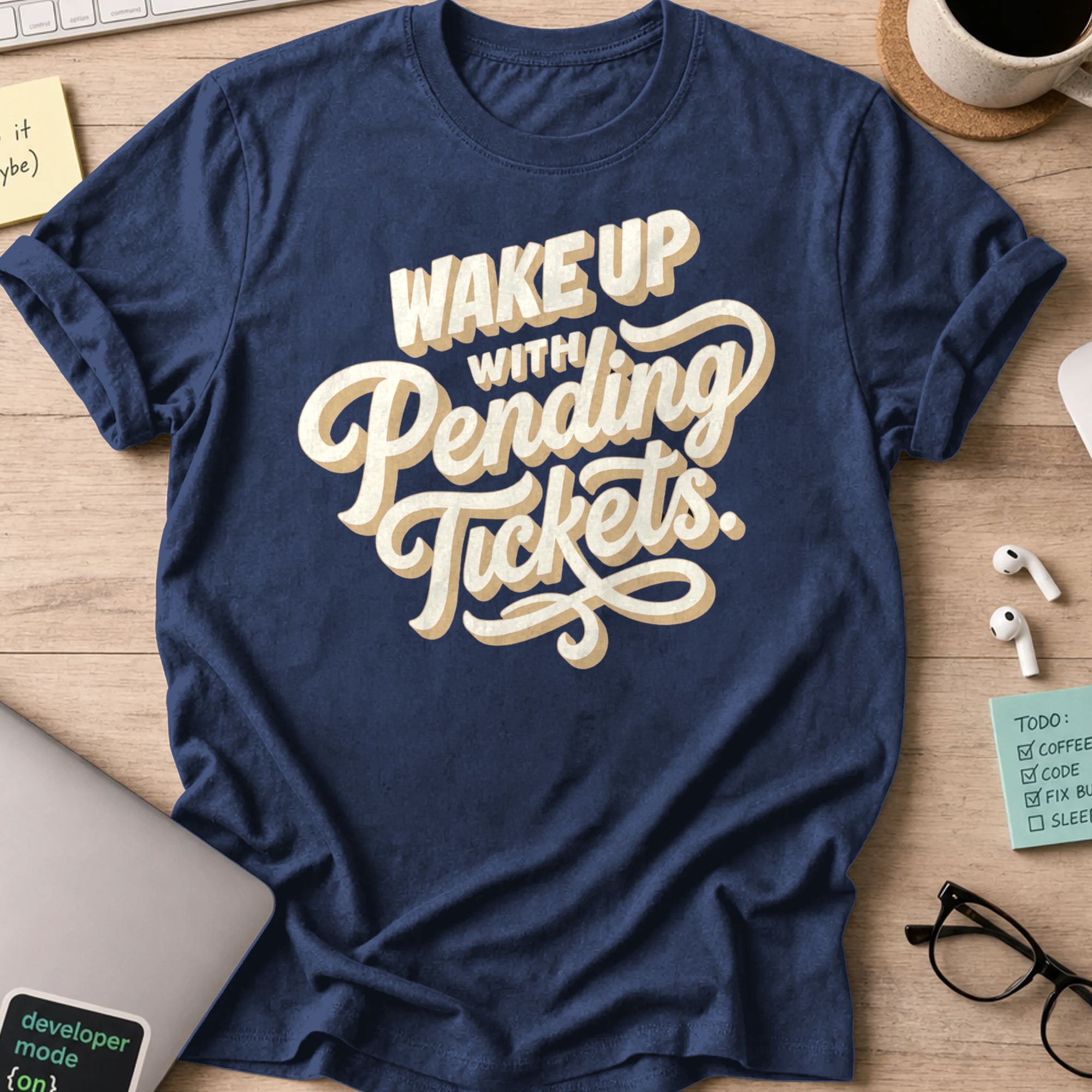 Wake Up With Pending Tickets Shirt — Navy