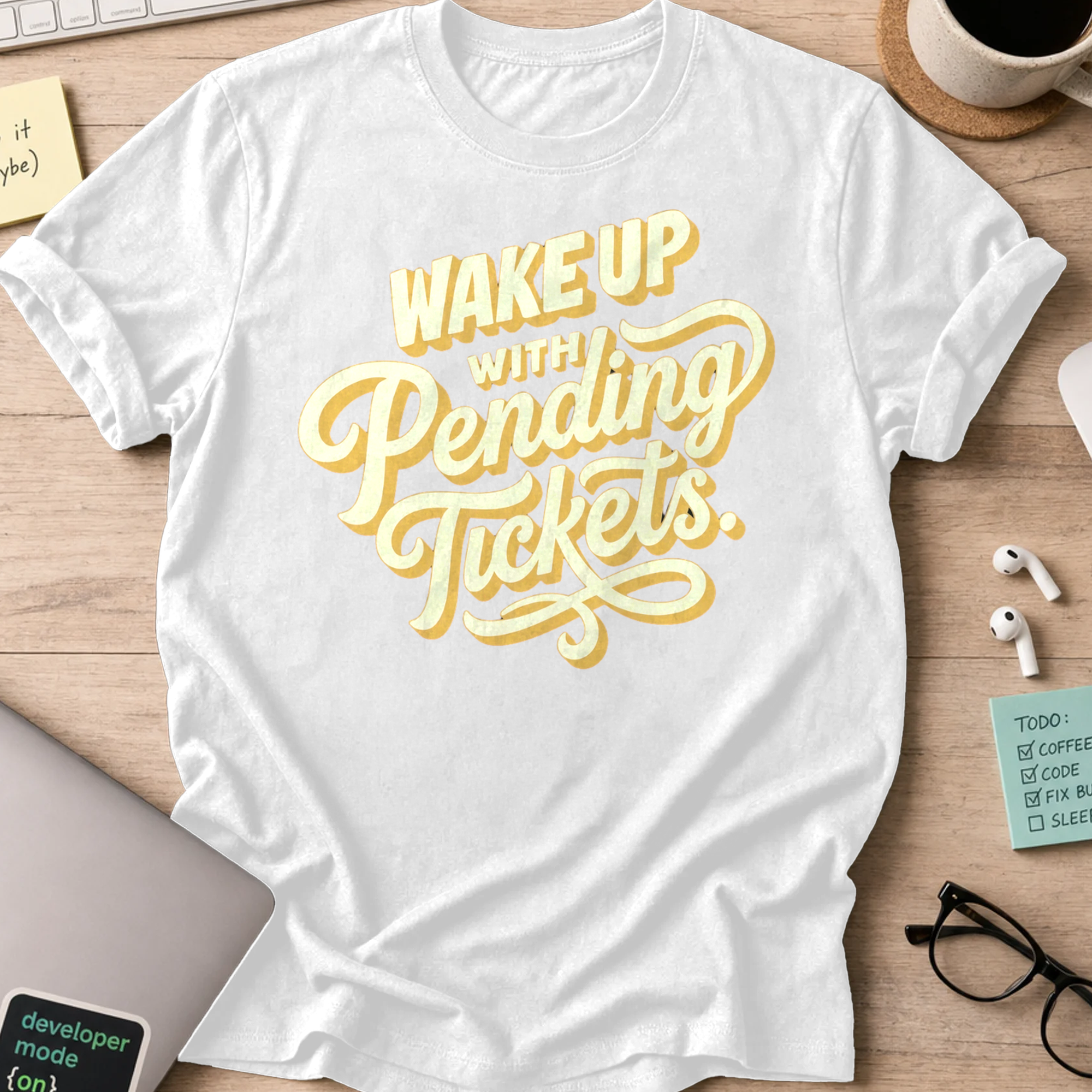 Wake Up With Pending Tickets Shirt — White