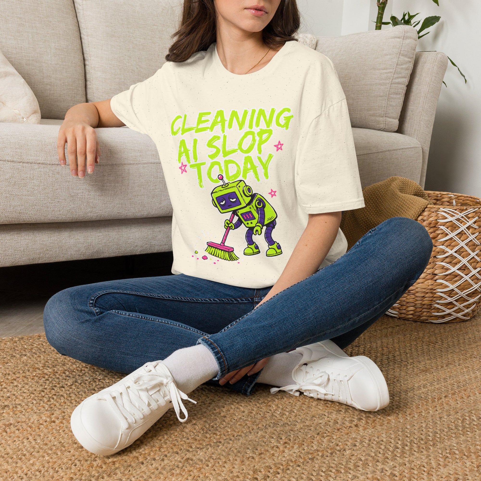 Cleaning AI Slop Today Graffiti Robot Shirt