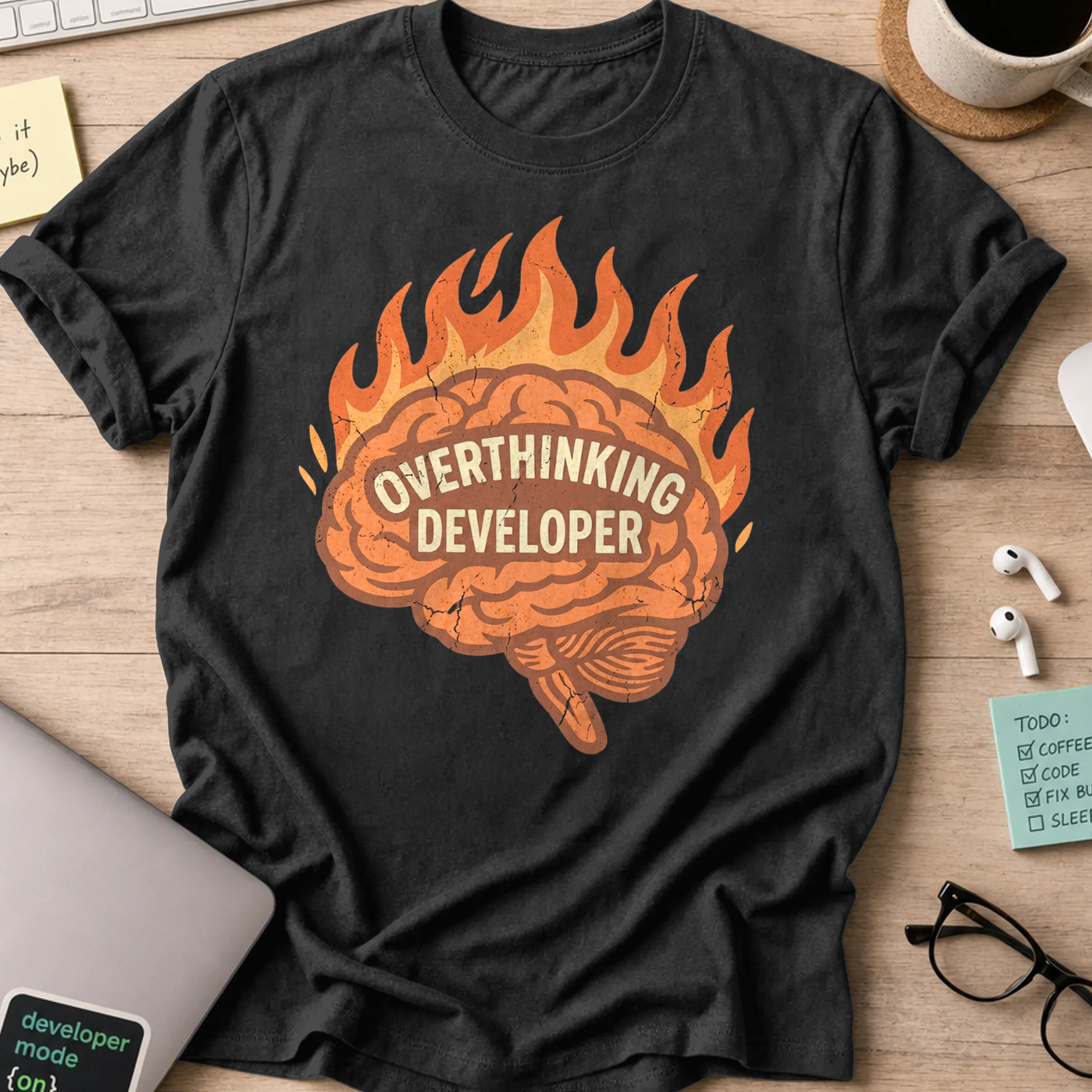 Overthinking Developer Shirt — Black