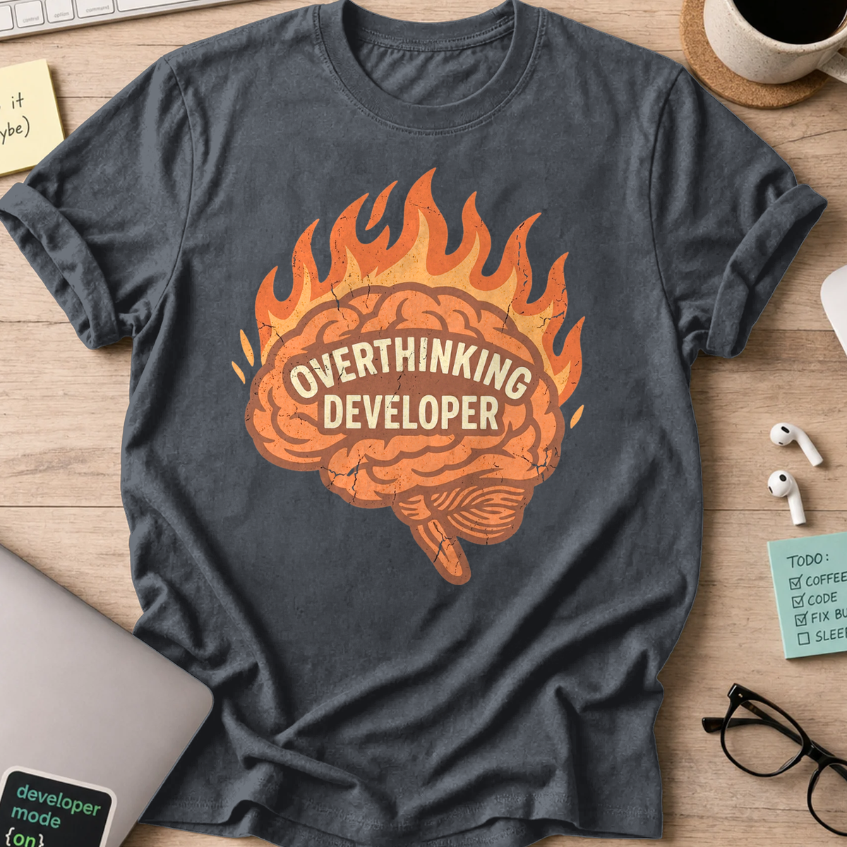 Overthinking Developer Shirt — Dark Heather