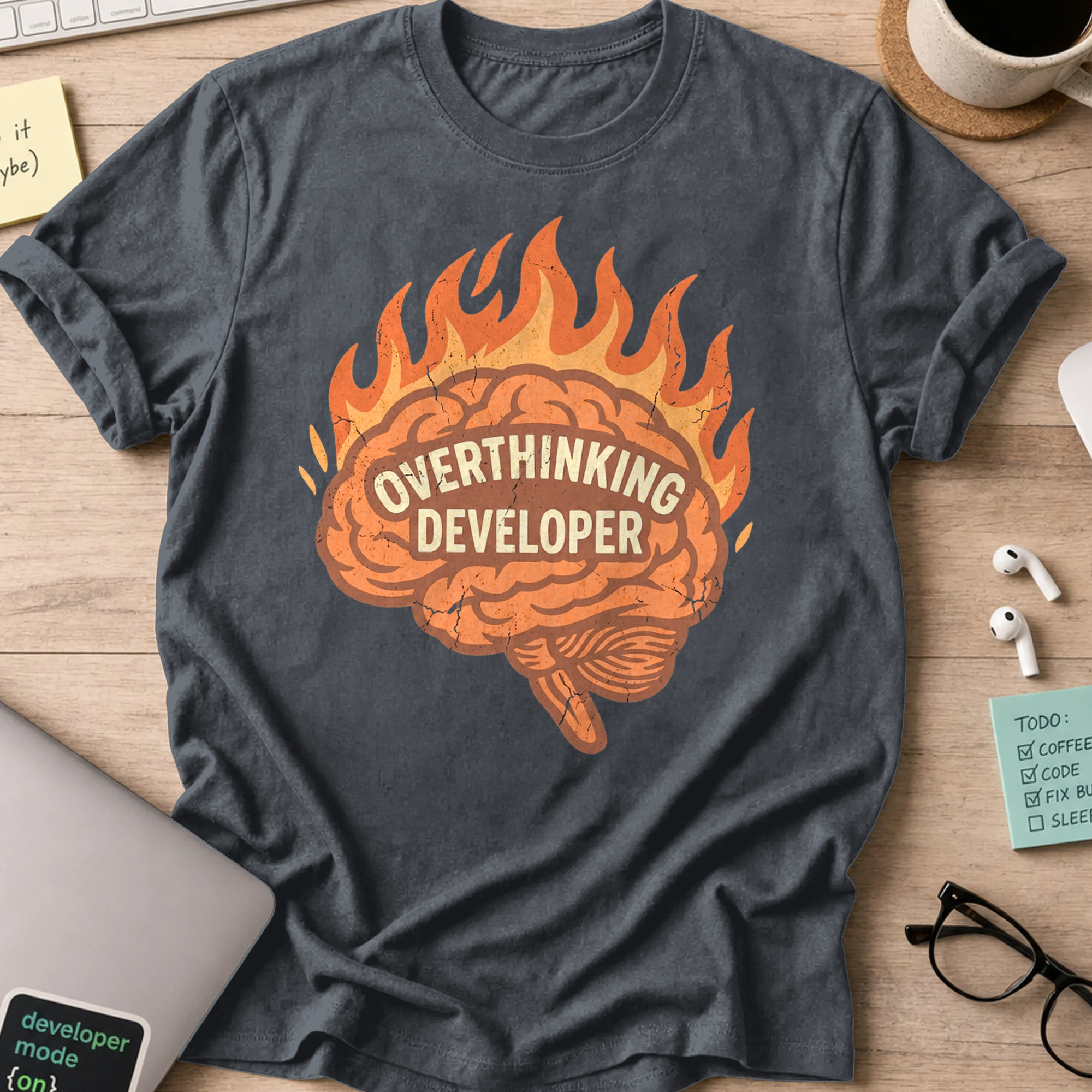 Overthinking Developer Shirt — Dark Heather