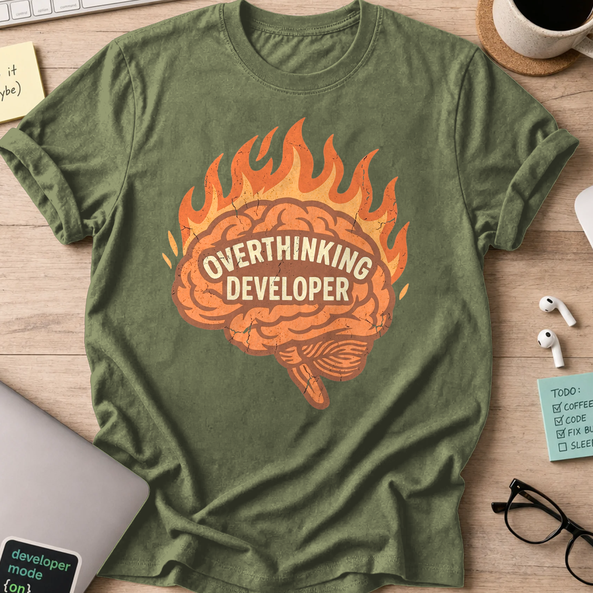 Overthinking Developer Shirt — Military Green