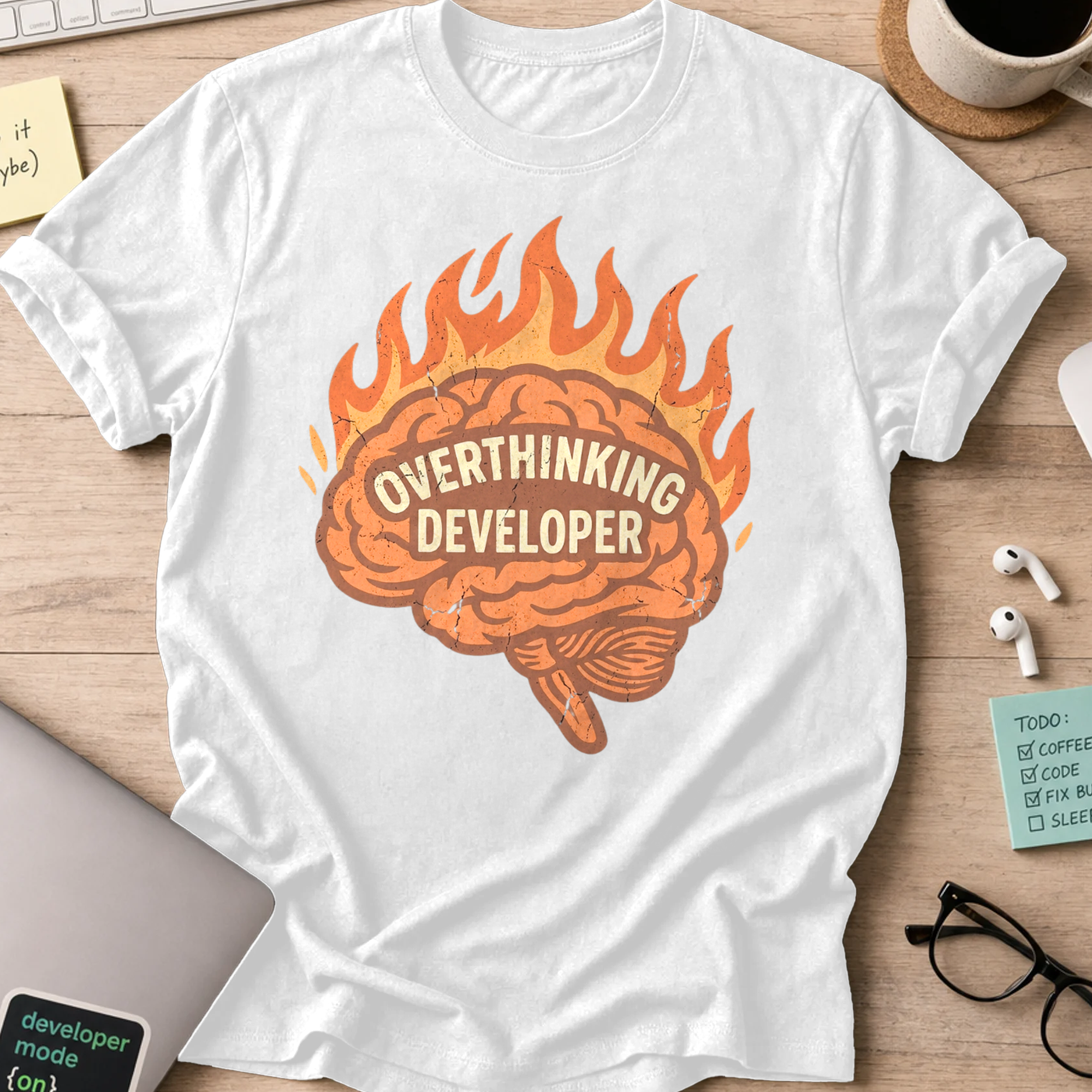 Overthinking Developer Shirt — White