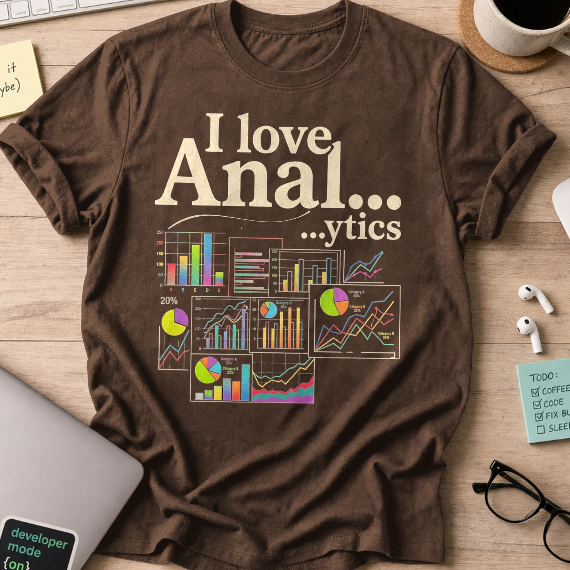 I Love Analytics Shirt — Dark Chocolate