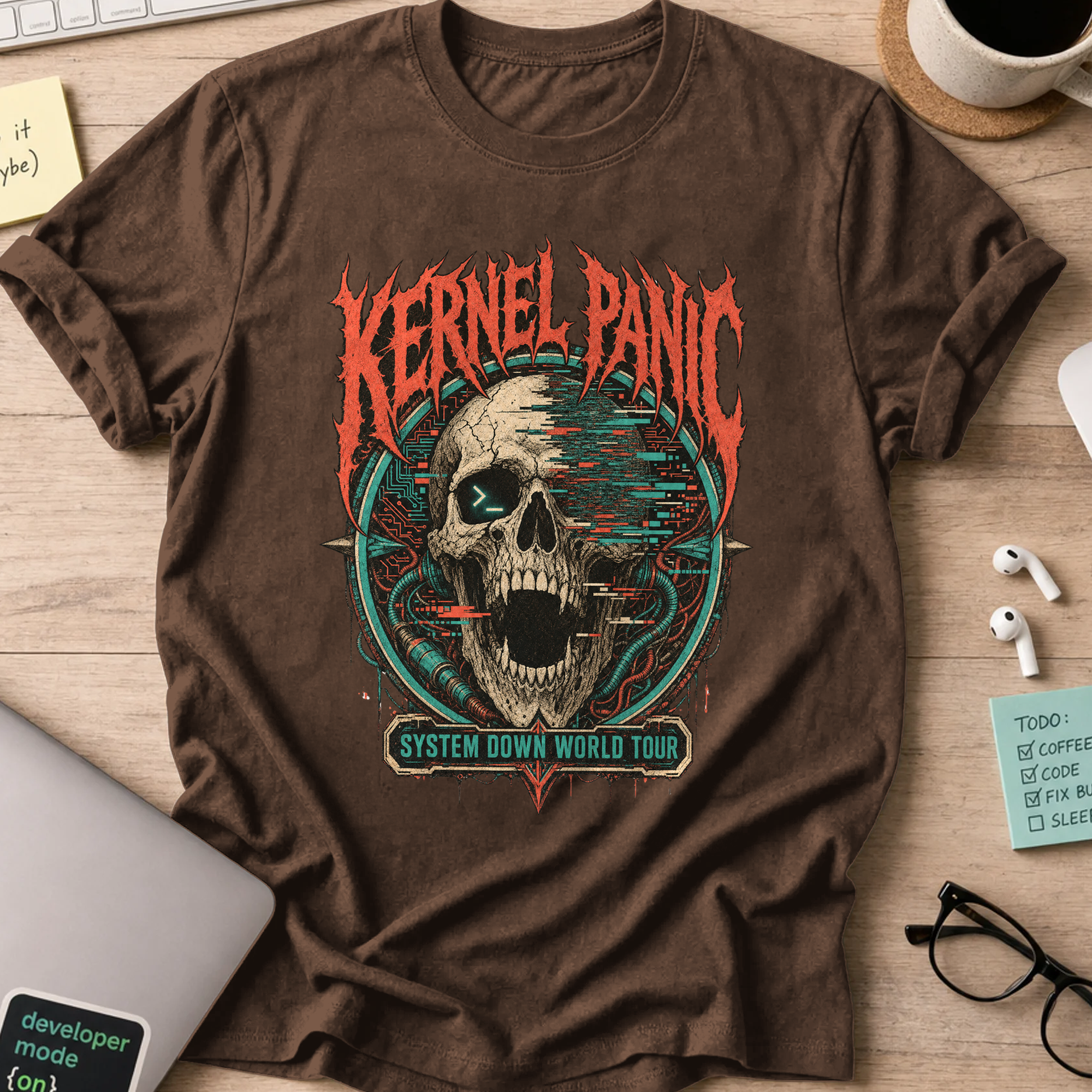 Kernel Panic System Down Shirt — Dark Chocolate