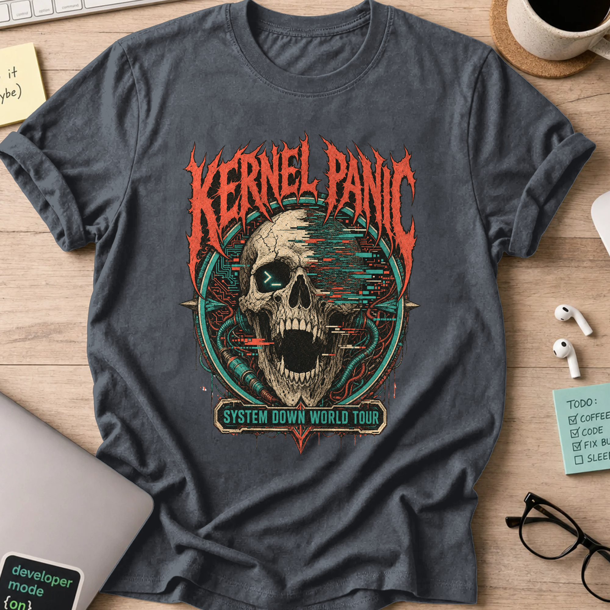 Kernel Panic System Down Shirt — Dark Heather