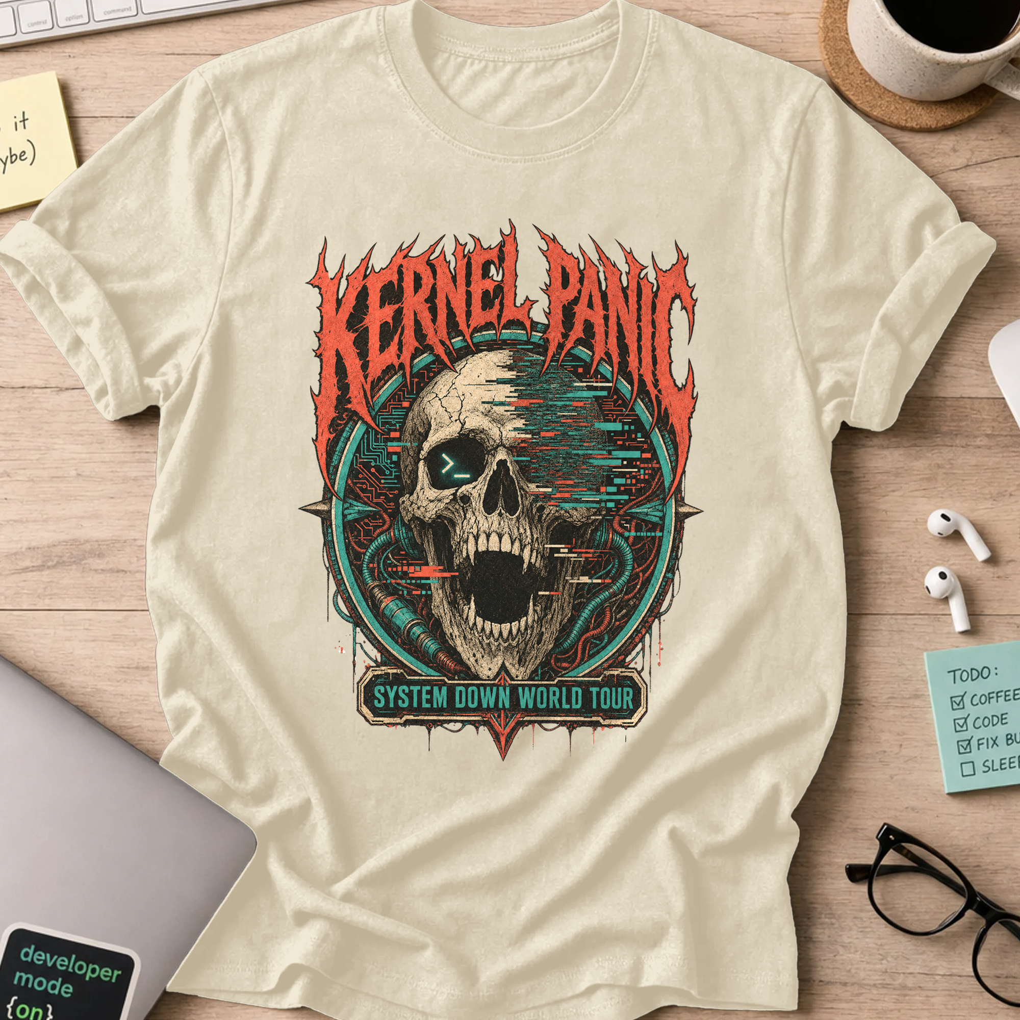 Kernel Panic System Down Shirt — Natural