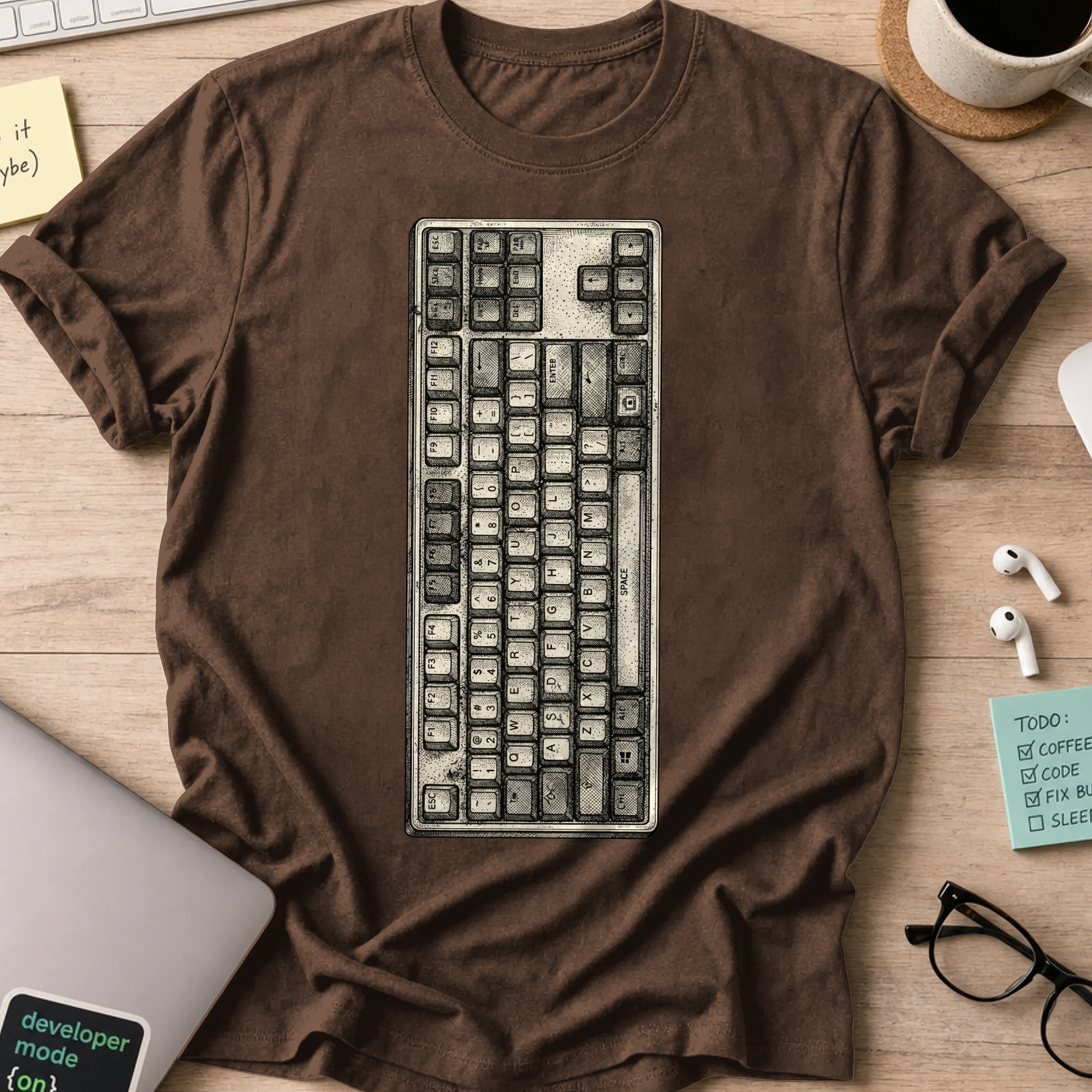 Mechanical Keyboard Shirt — Dark Chocolate
