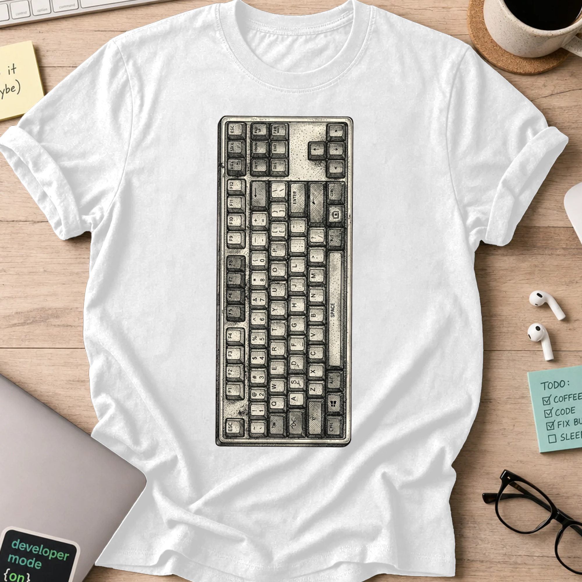 Mechanical Keyboard Shirt — White