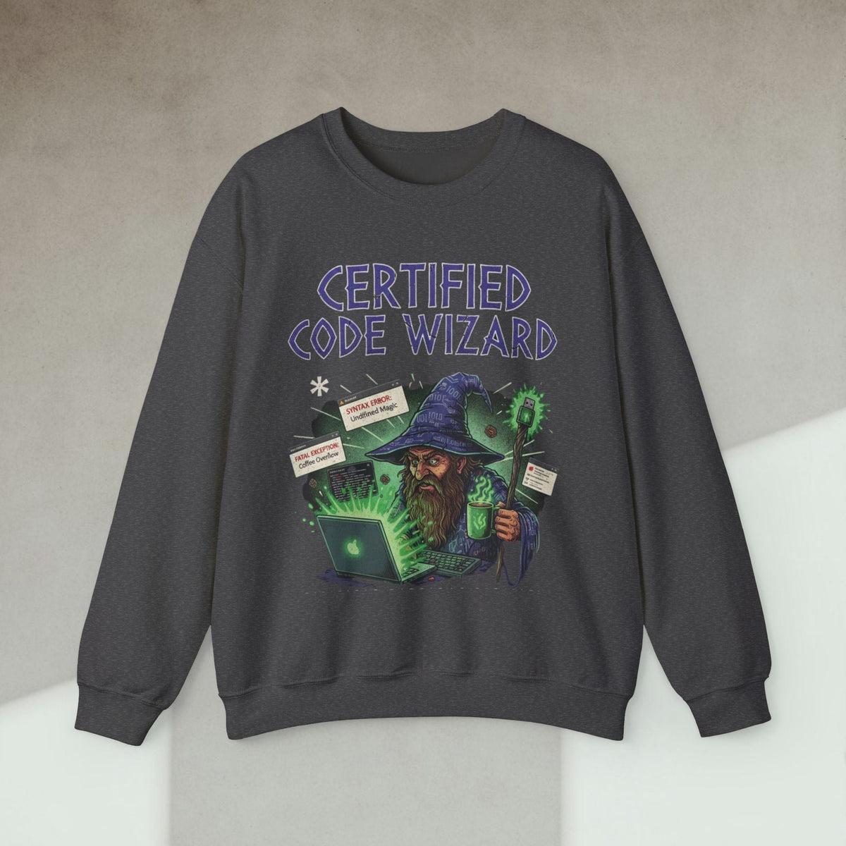 Code Culture certified code wizard sweatshirt funny programmer Sweatshirt in S — Code Culture developer clothing
