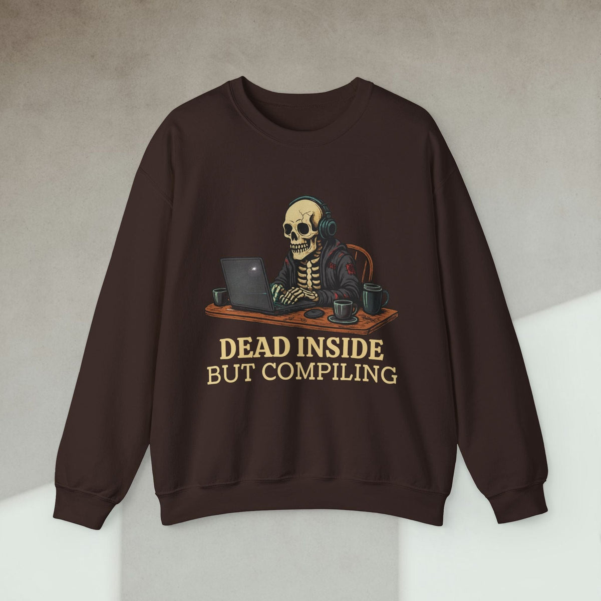 Code Culture dead inside but compiling sweatshirt funny programmer Sweatshirt in S — Code Culture developer clothing