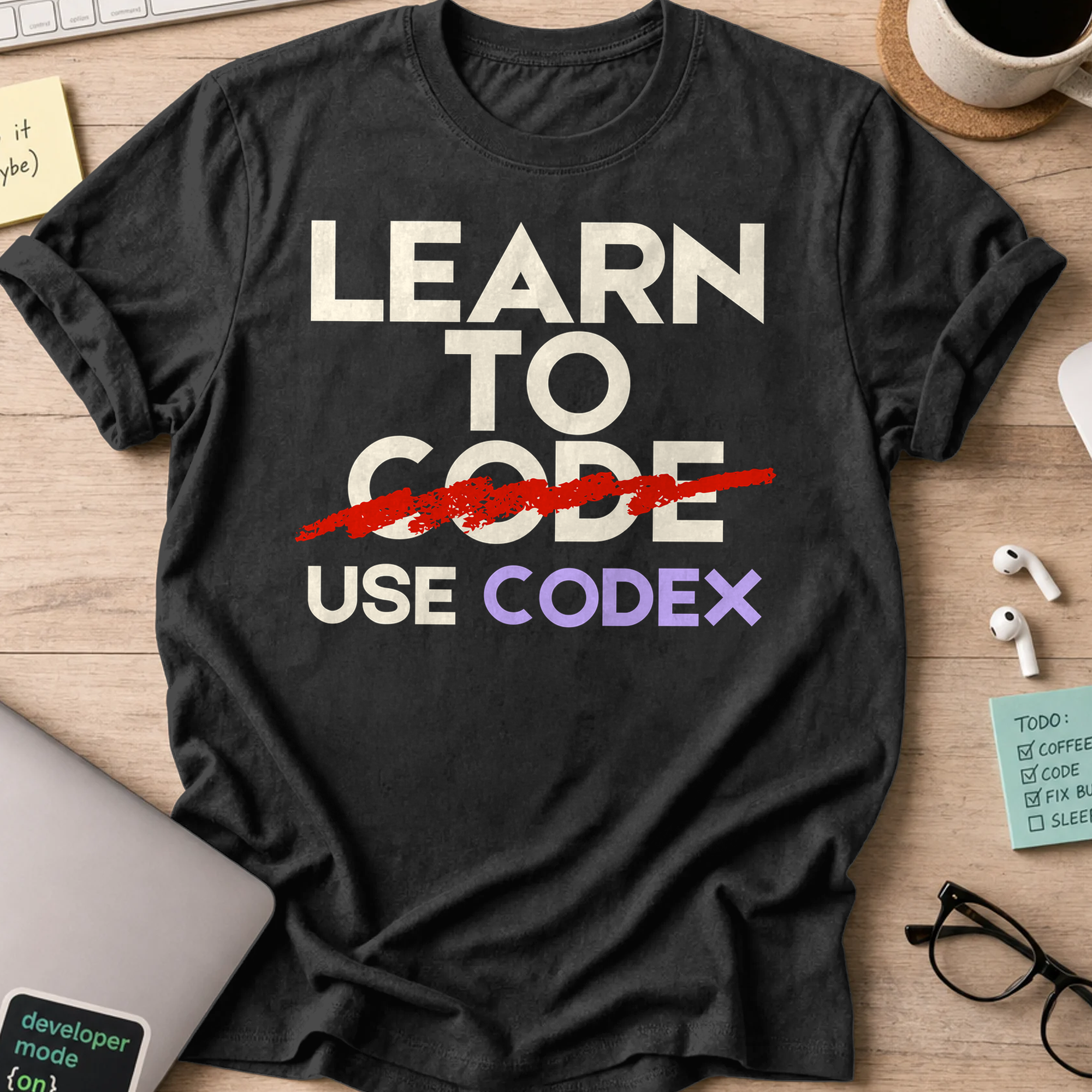Learn To Code Use Codex Shirt — Black