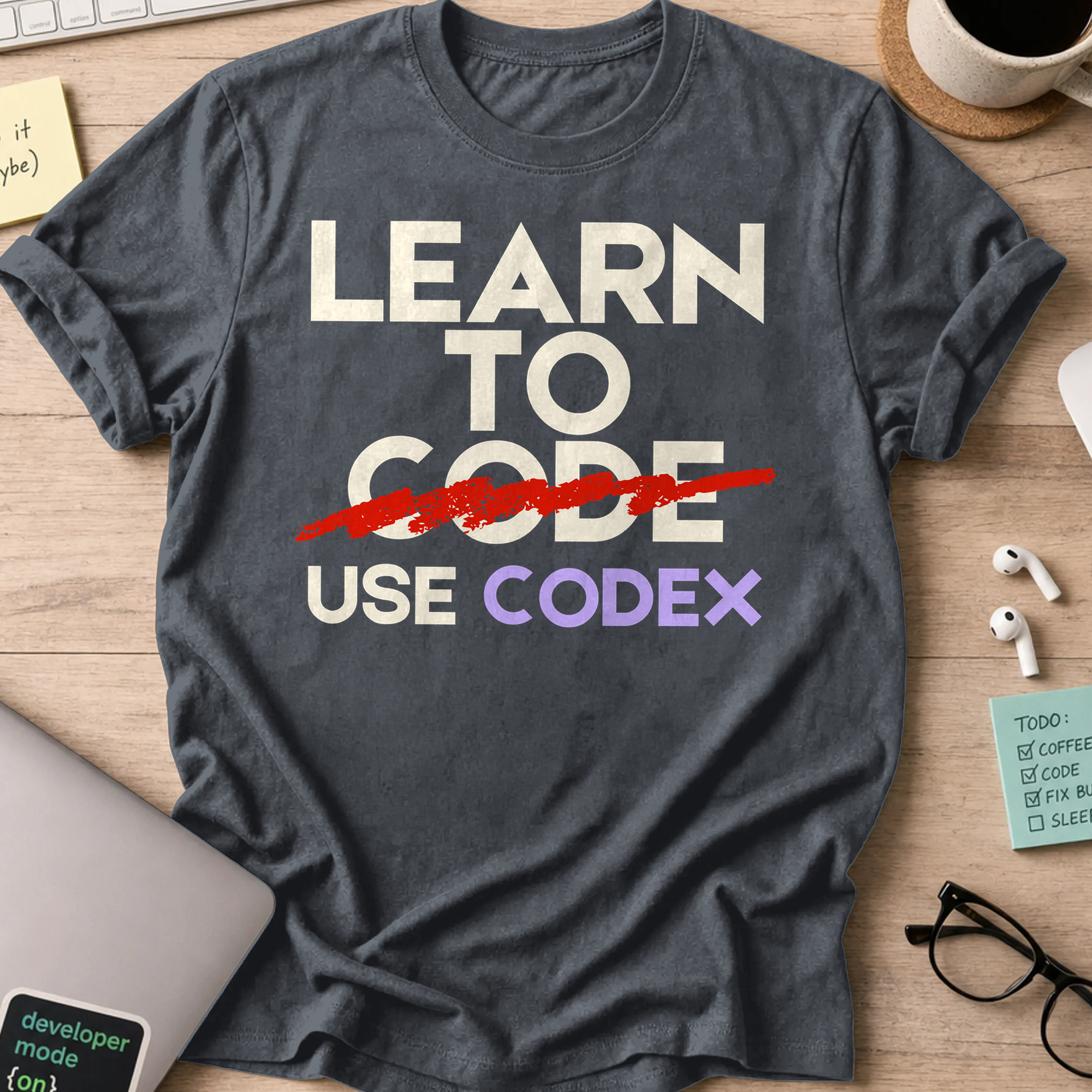 Learn To Code Use Codex Shirt — Dark Heather