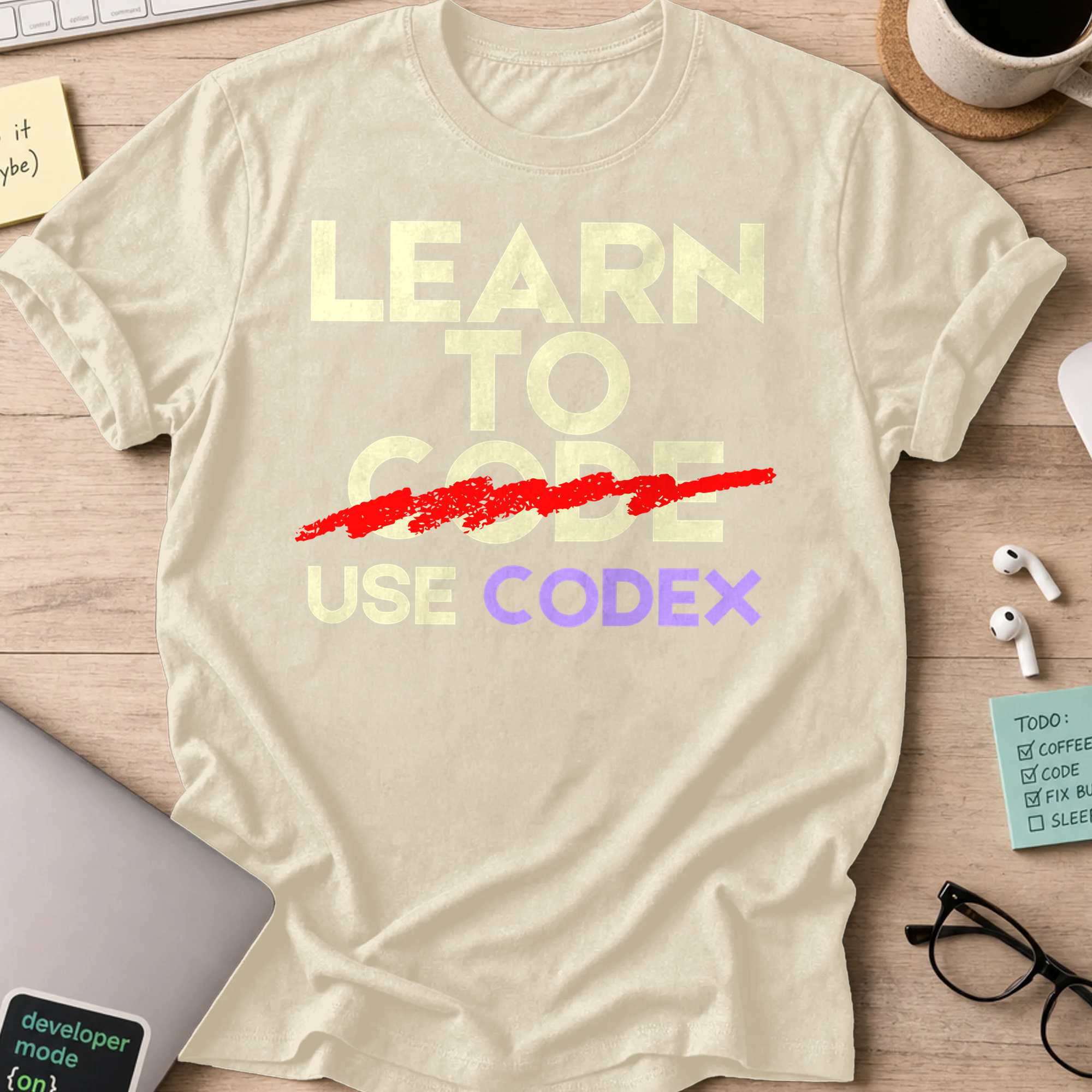Learn To Code Use Codex Shirt — Natural