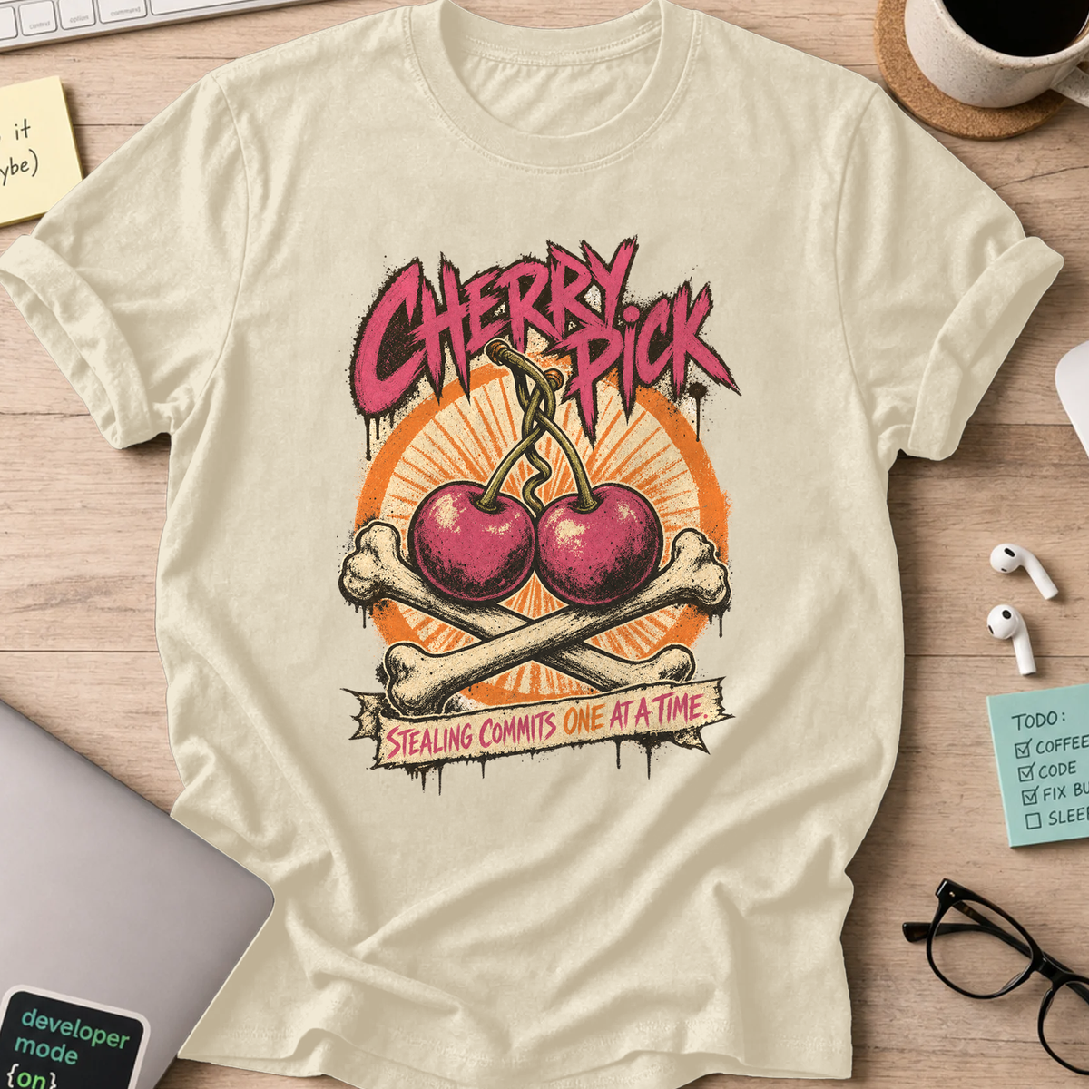 Cherry Pick Stealing Commits Shirt — Natural