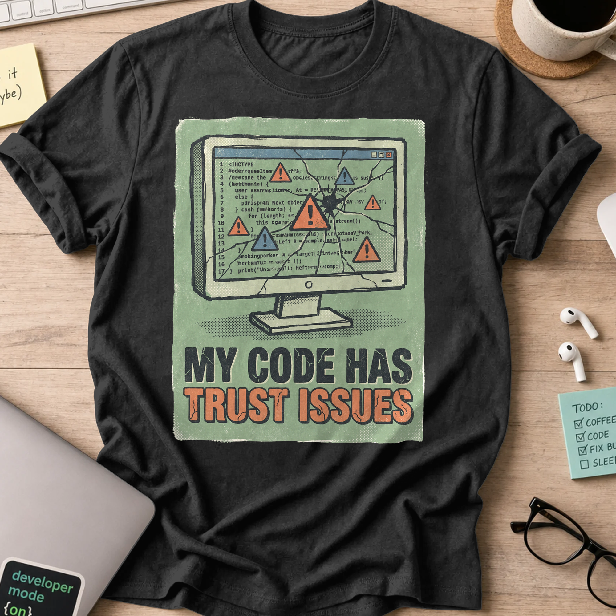 My Code Has Trust Issues Shirt — Black