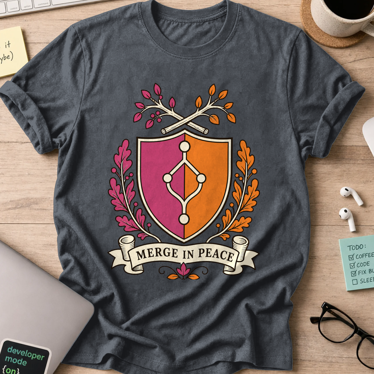 Merge in Peace Shirt — Dark Heather