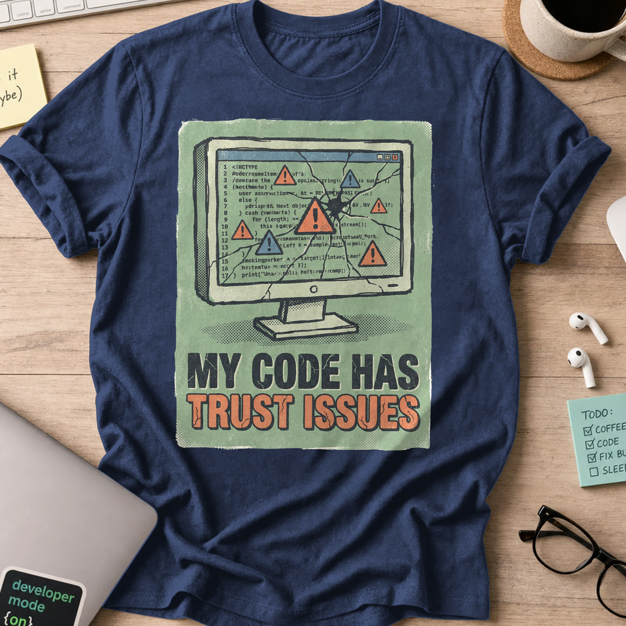 My Code Has Trust Issues Shirt — Navy